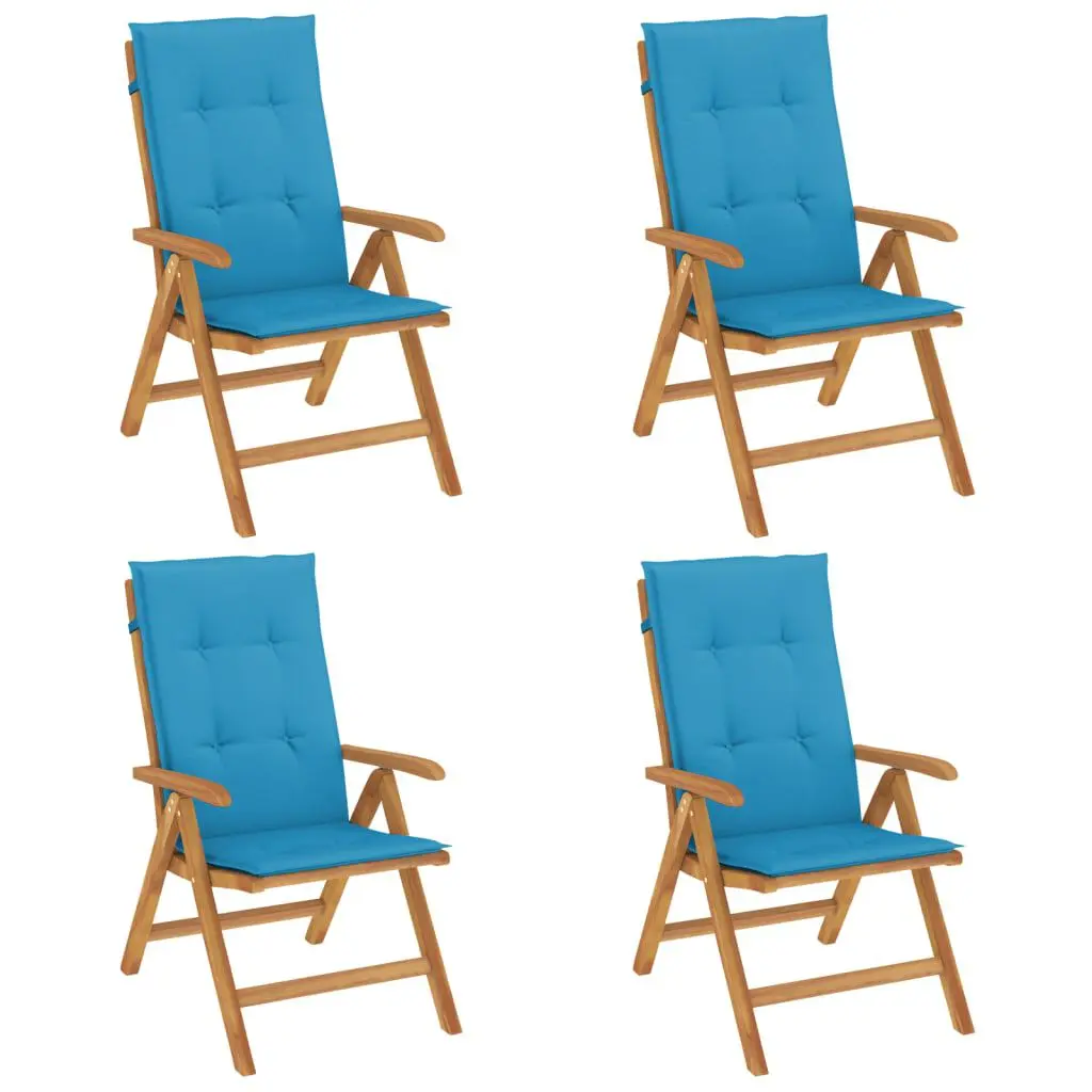 Reclining Patio Chairs Cushions 4 Piece Set Solid Wood Teak Outdoor Lounge