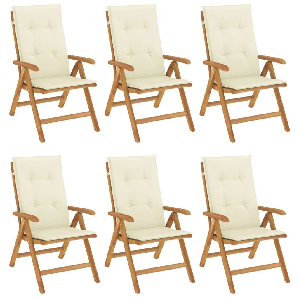 Reclining Patio Chairs Cushions 6 Piece Set Solid Wood Teak Outdoor Seating