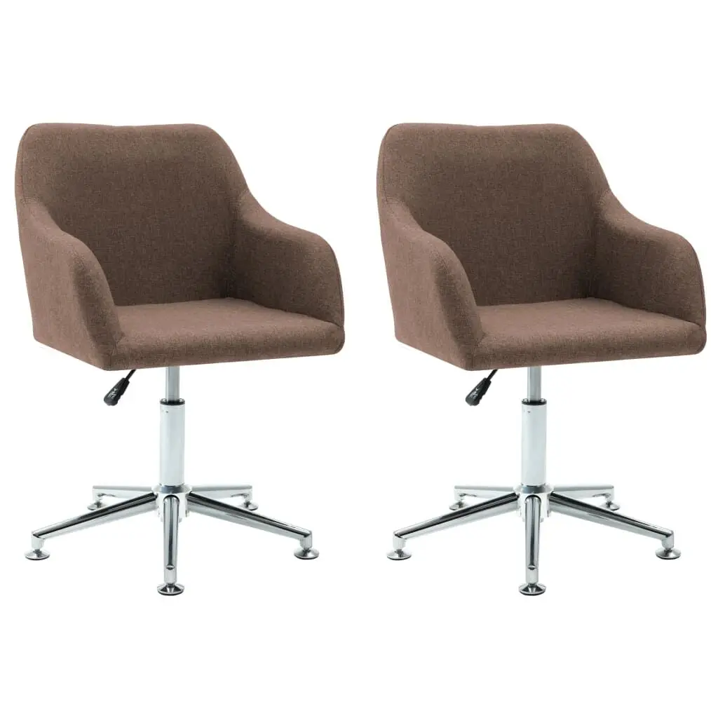 Swivel Dining Chairs 2 pcs Brown Fabric Modern Kitchen Seating Set