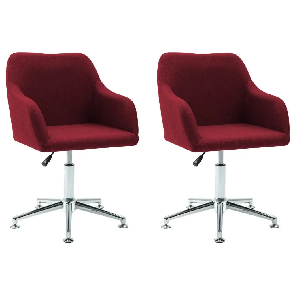 Swivel Dining Chairs 2 pcs Wine Red Fabric Modern Kitchen Seating Set