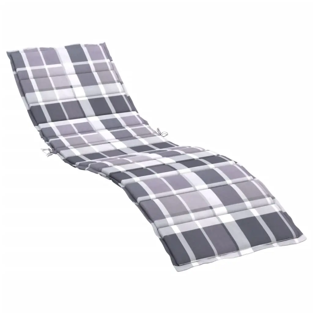 Sun Lounger Cushion Gray Check Pattern 78.7x23.6x1.2 Inches Oxford Fabric Extra Wide Seat Pad