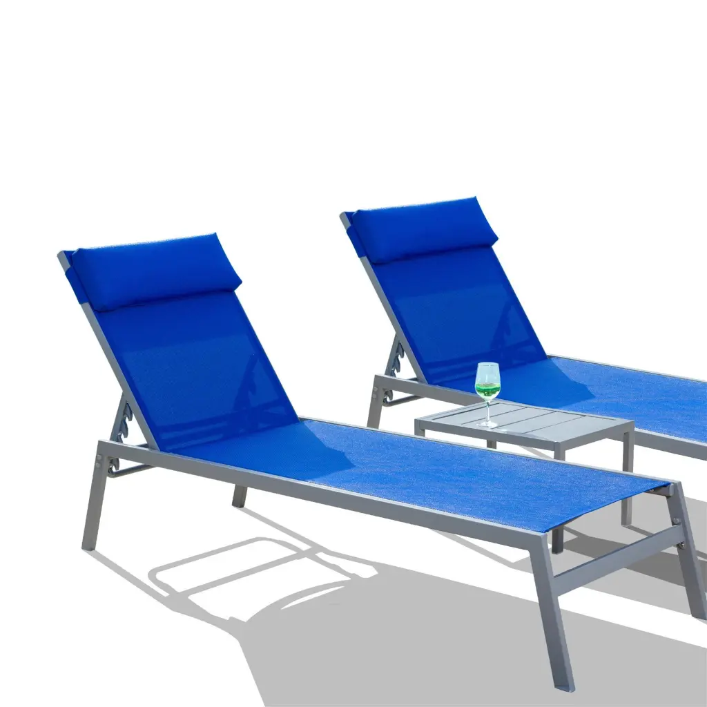 3 Piece Patio Chaise Lounge Set Customizable Backrest Poolside Relaxation crefise patio life