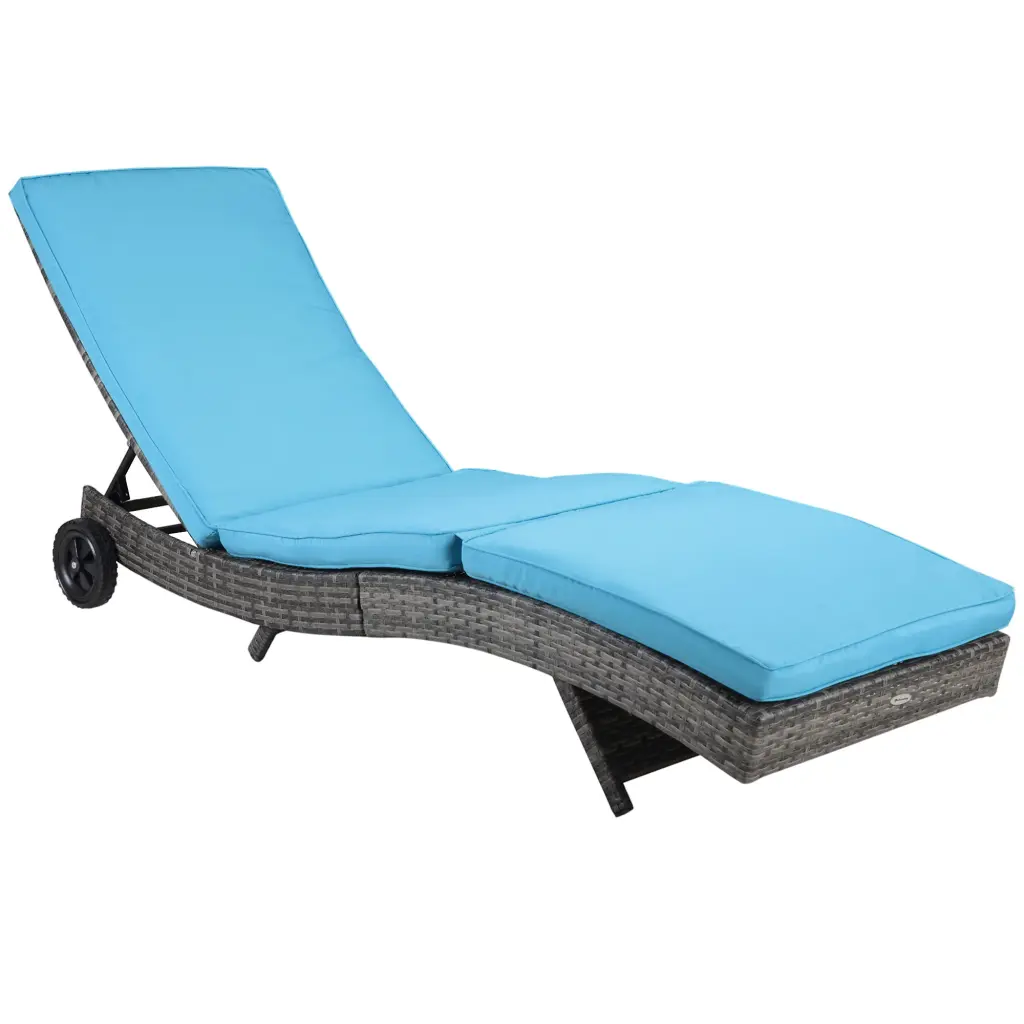 Outsunny Wicker Chaise Lounge Pool Chair Outdoor PE Rattan Cushioned aosom business