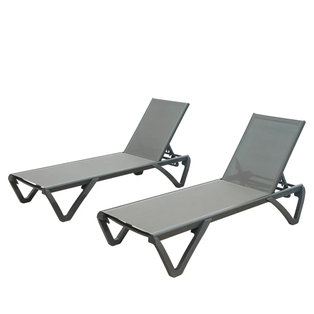 Patio Chaise Lounge Outdoor Aluminum Polypropylene Chair Adjustable Backrest crefise patio life