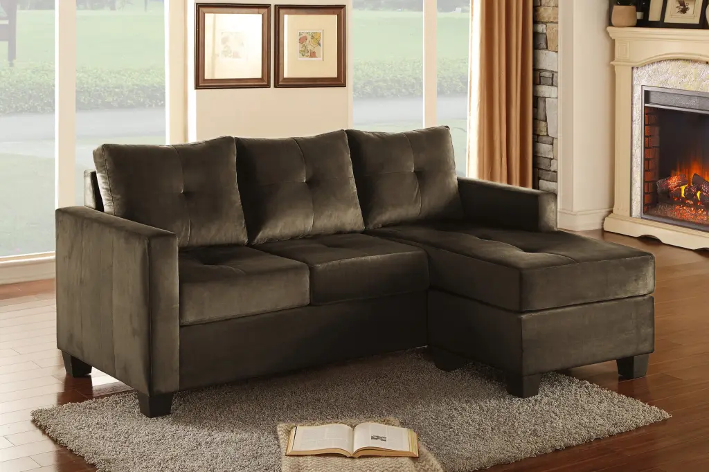 One---kind Style Coffee Hue Reversible Sofa Chaise Microfiber Material Modern Living Room Furniture kanepe