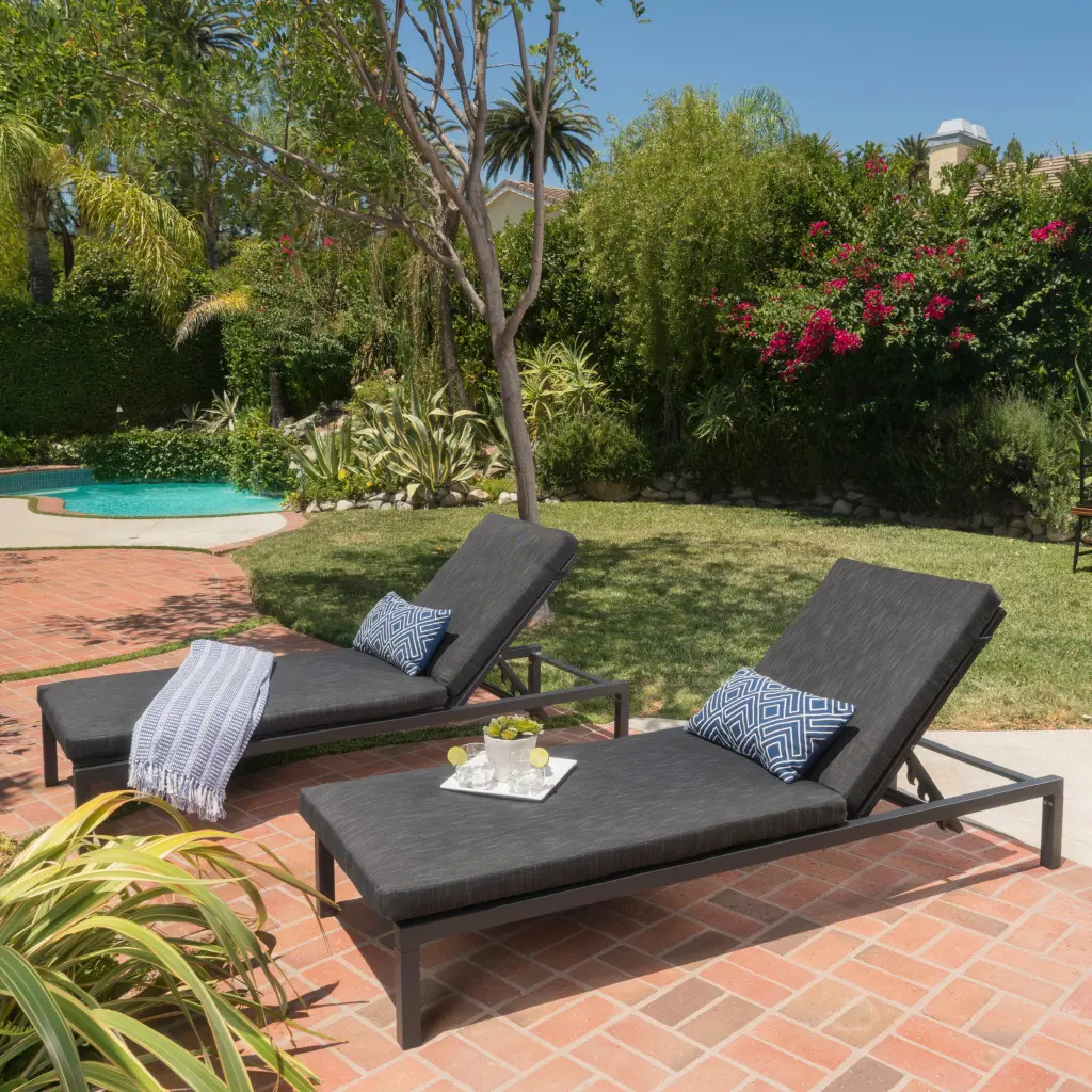 Navan Chaise Lounge Dark Grey Metal Frame Outdoor Patio Furniture nh-comfortcove