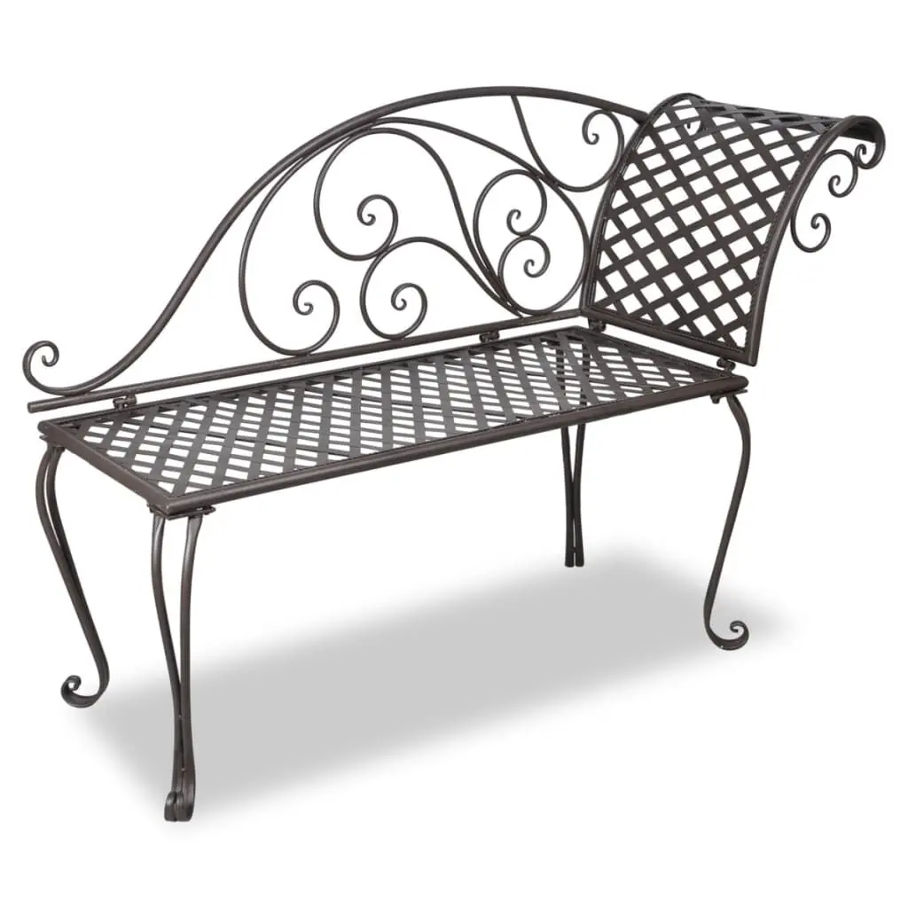 Patio Chaise Lounge 50.4 Inch Steel Antique Brown Outdoor Sunbed