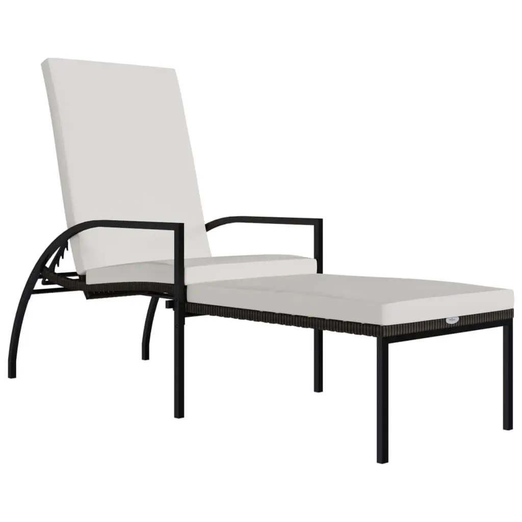 Sun Lounger Footrest PE Rattan Brown Outdoor Patio Chair