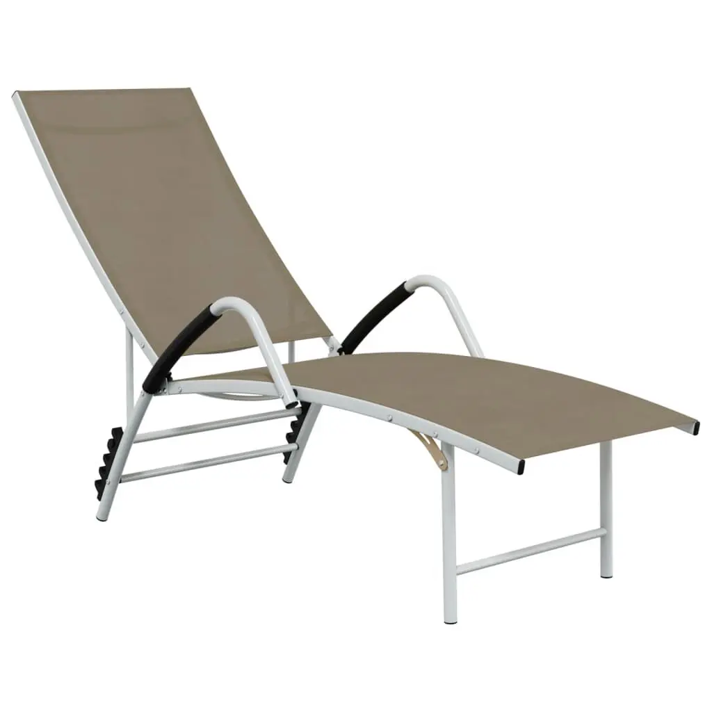 Sun Lounger Textilene and Aluminum Taupe Outdoor Recliner