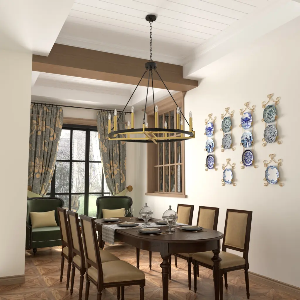 12 Light Alloy Metal Dimmable Candle Style Wagon Wheel Chandelier Living Room acroma