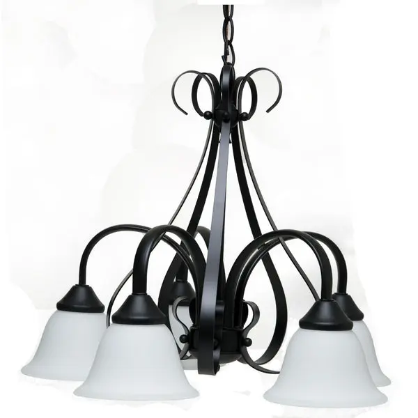 Boston Harbor F3-5C Matte Black Five Light Chandelier Dining Room