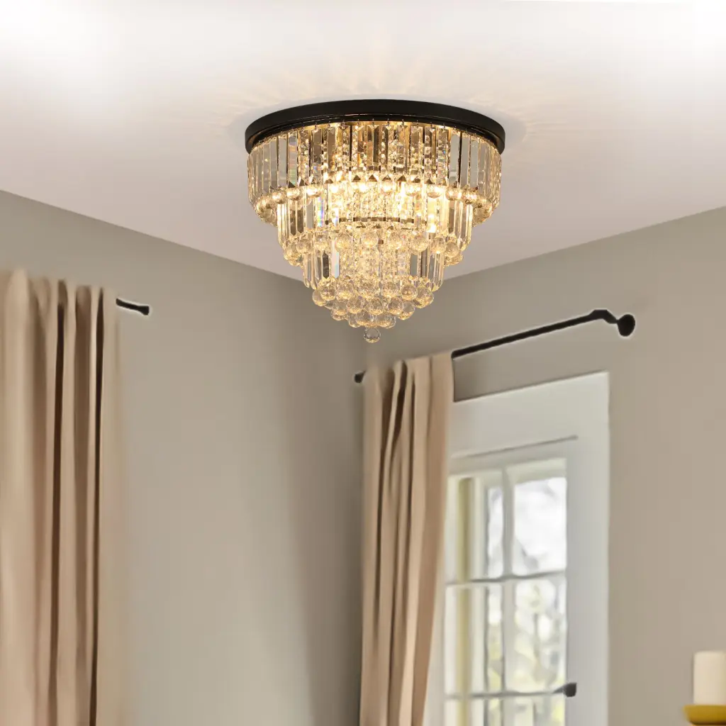 Black Premium Modern Style Glass Ceiling Chandelier Elegant Lighting lighting commune