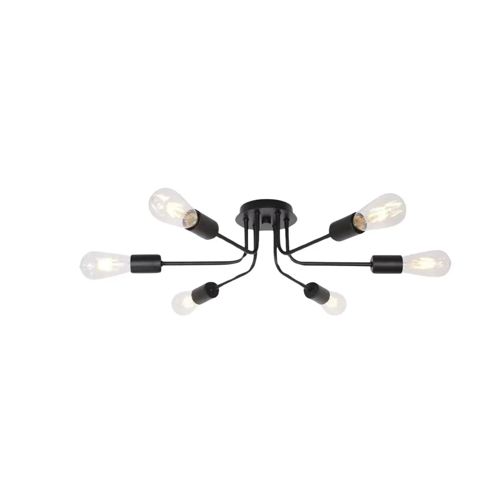 Modern Sputnik Chandelier 6 Light Semi Flush Mount Ceiling Lighting Contemporary Fixture prohome