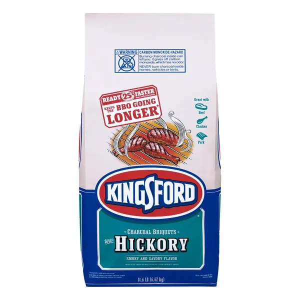 Kingsford Hickory Flavor Charcoal Briquettes 14.6 Lb Natural Wood Smoking BBQ Fuel