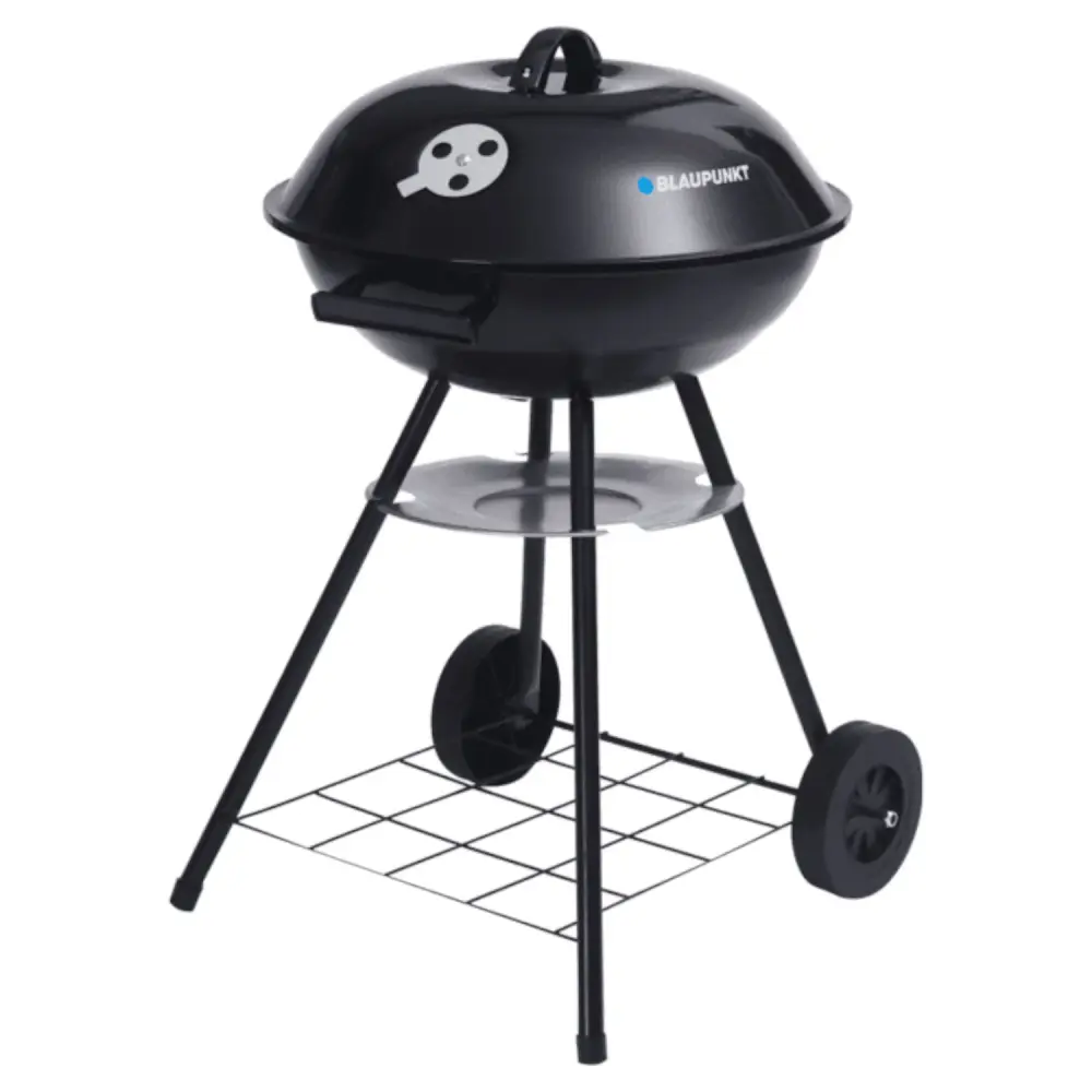 Blaupunkt GC401 Charcoal Grill on Wheels Round Barbecue Stand Barbecue Barbecue Trolley Lower Shelf Garden Barbecue 41cm D...