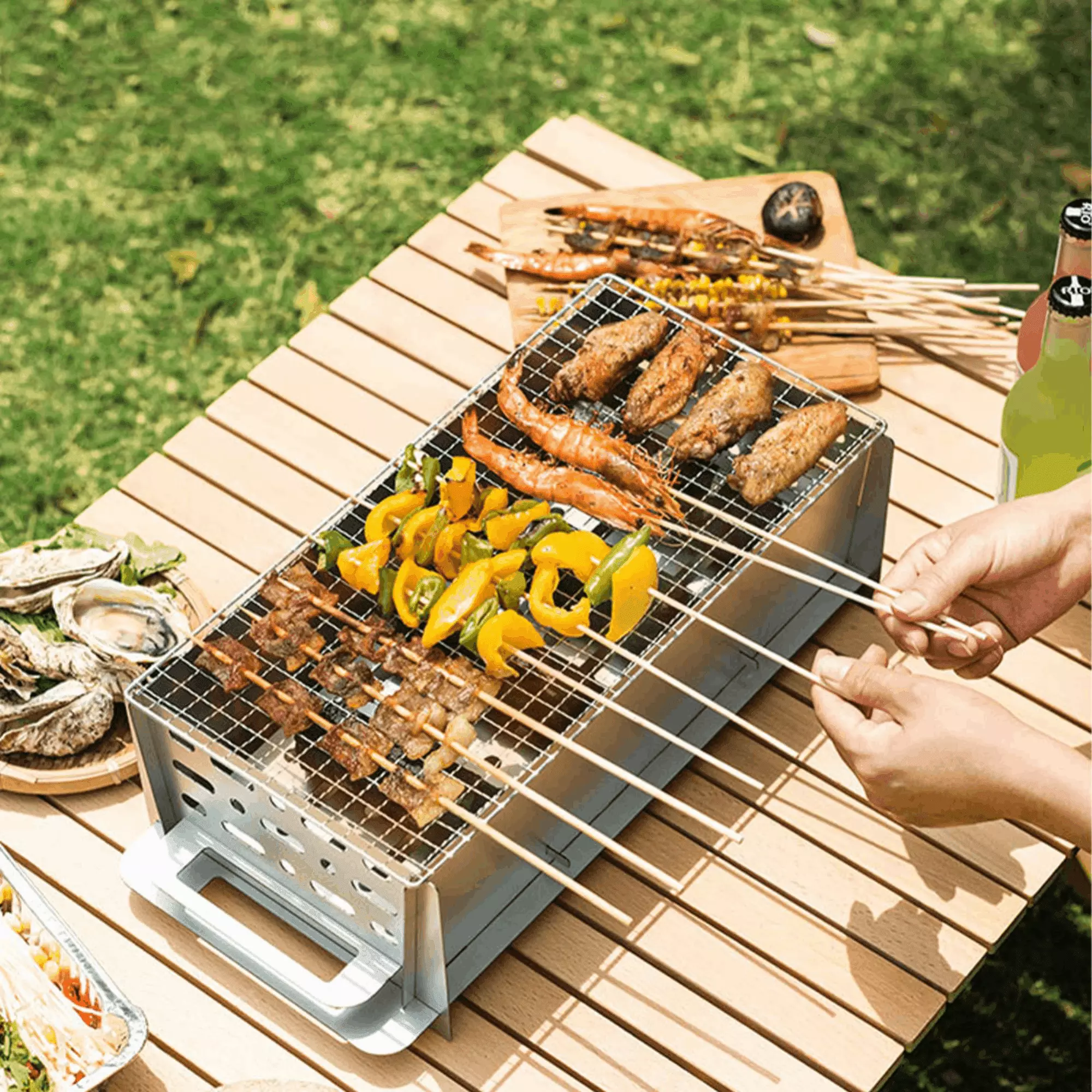 Elemore Home Portable Folding Charcoal Grill Camping Hiking and Picnics L