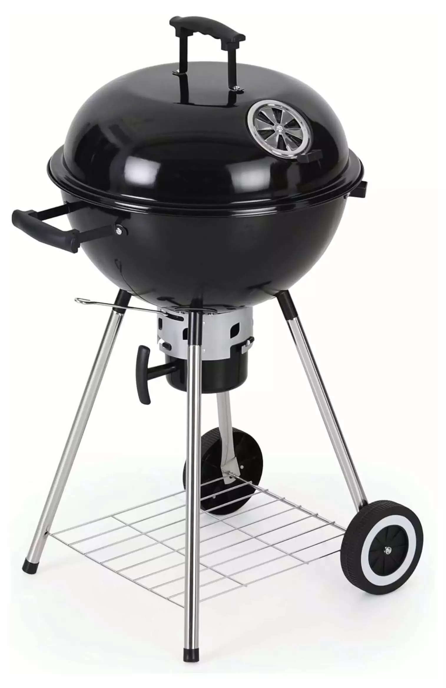 18 Inch Kettle Charcoal Grill Porcelain-Enameled Lid Bowl Slide Out Catcher BBQ Patio Backyard 18