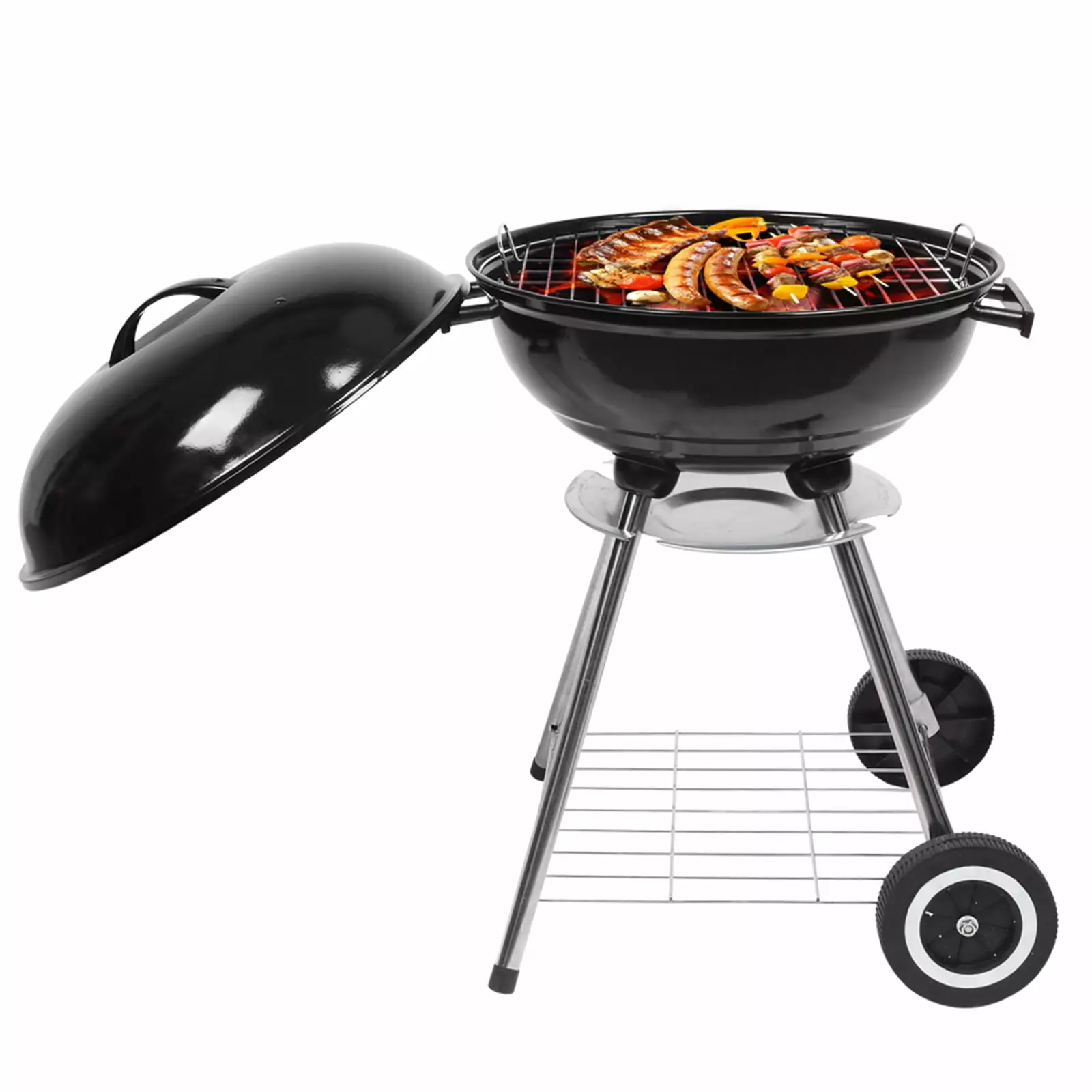 18 Inch Round Charcoal BBQ Grill Shelf Patio and Camping Apple Grill