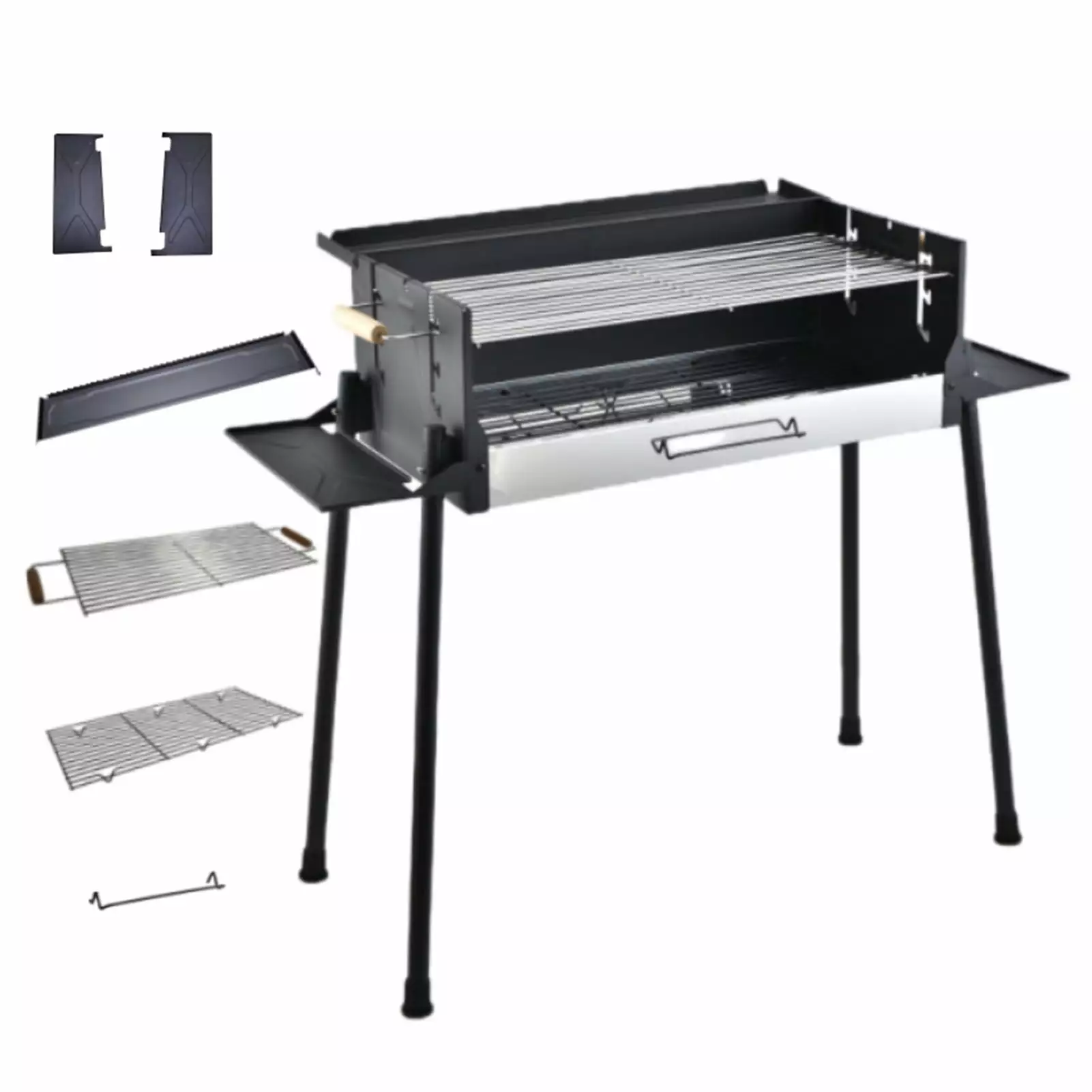 Kinaerty Foldable Storage Shelf BBQ Grill - 3 Gear Adjustable Temperature Windproof Large Size Metal Camping Barbecue Stove