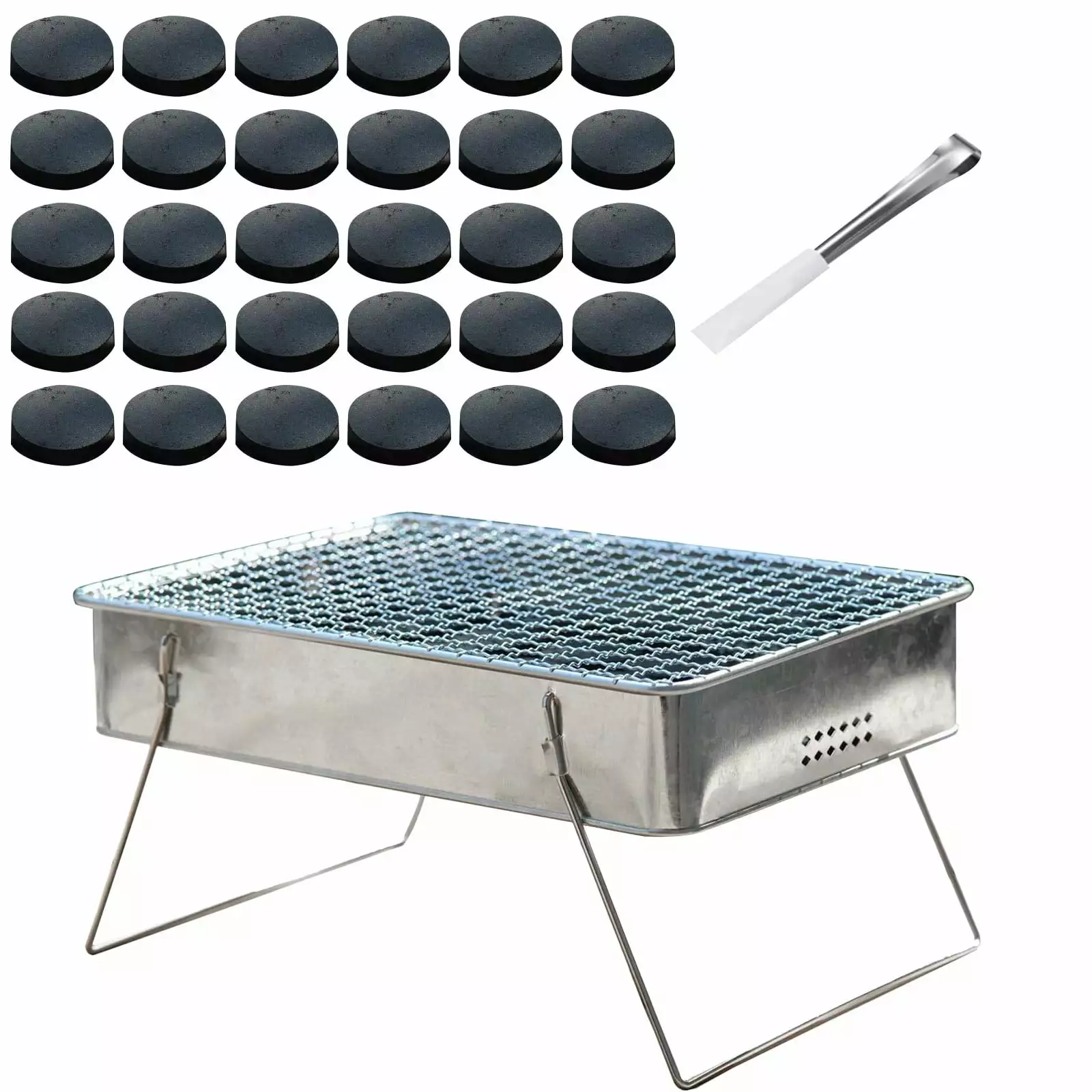 Shiogb Stainless Steel Charcoal Grill Large Small Silver Barbecue Grill Oven Clip Carbon One