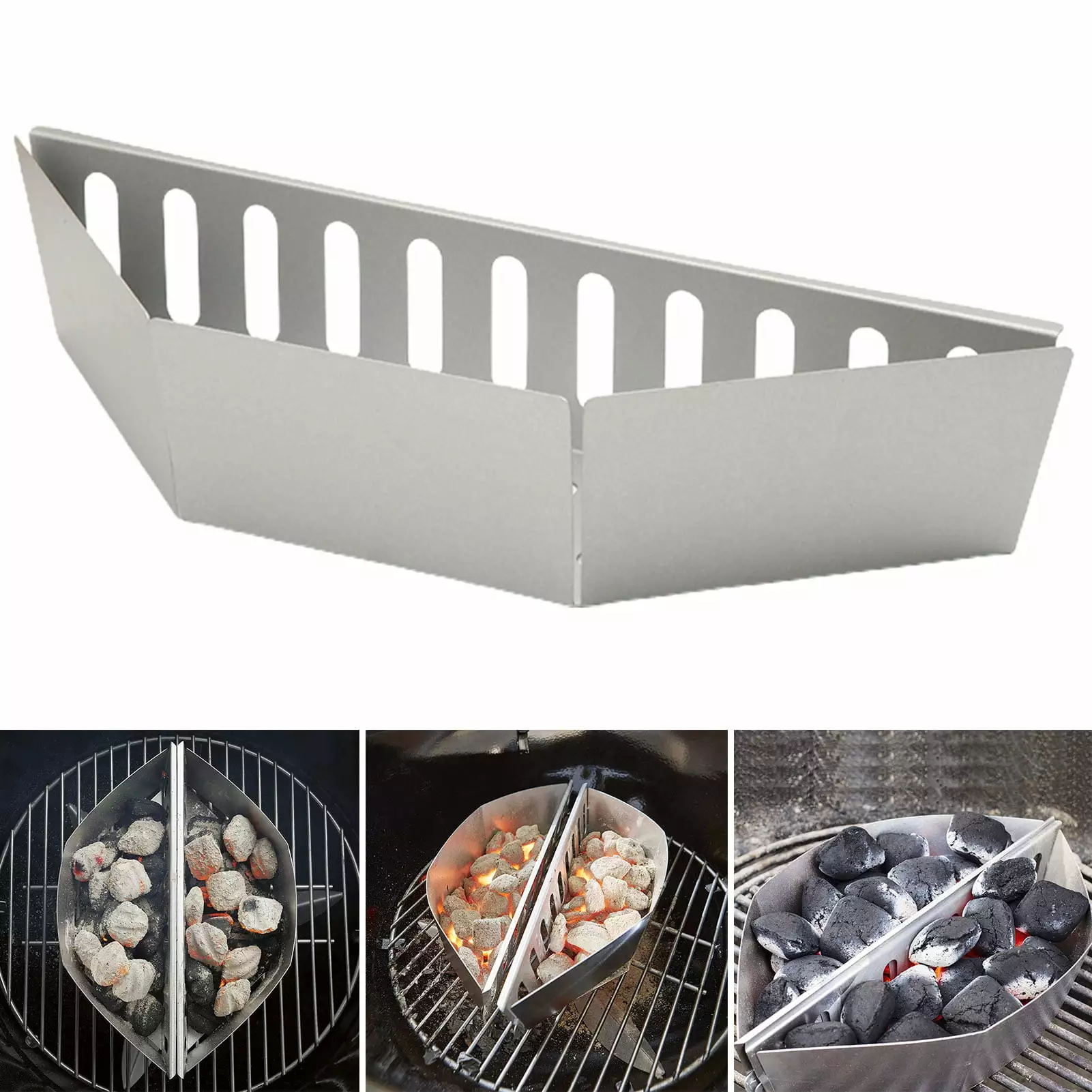 kaioher Char-Binquireet Rustproof Heat-Resistant Wood Chips Charcoal Briquette Holder Outdoor BBQ Grilling Accessories