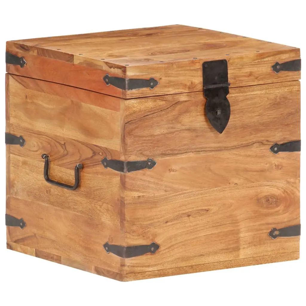 Chest 15.7x15.7x15.7 Inches Solid Acacia Wood Storage Box