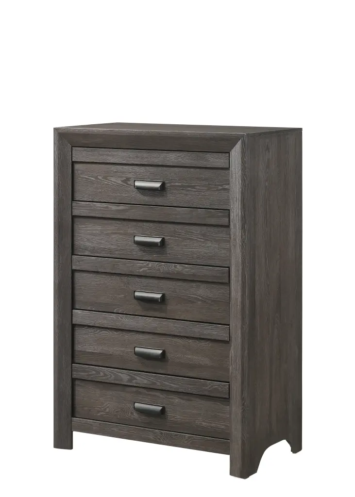 Contemporary Five Drawers Chest Grayish Brown Driftwood Finish kanepe