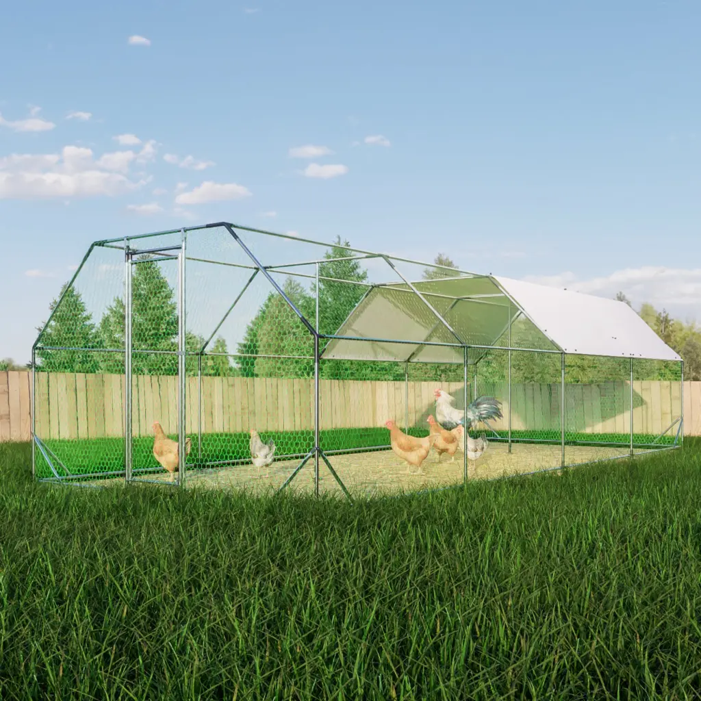 9.94 Ft. X 25.68 Ft. Galvanized Large Metal Walk Stylish Chicken Coop Cage stellacaeli homeware
