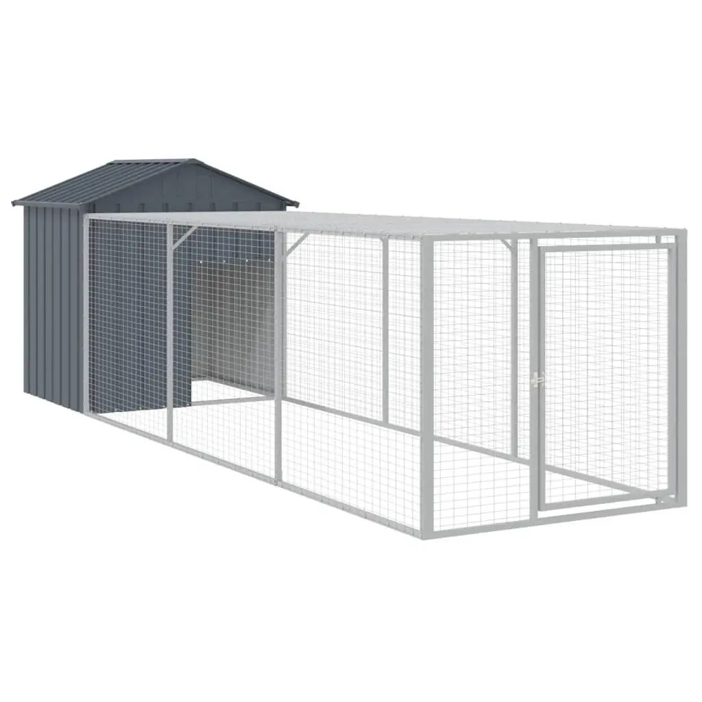 Stylishken Cage Run Anthracite 46.1x159.4x48.4 Inches Galvanized Steel Chicken Coop