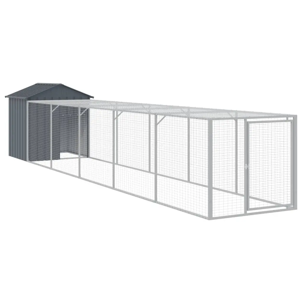 Stylishken Cage Run Anthracite 46.1x239.8x48.4 Inches Galvanized Steel Chicken Coop