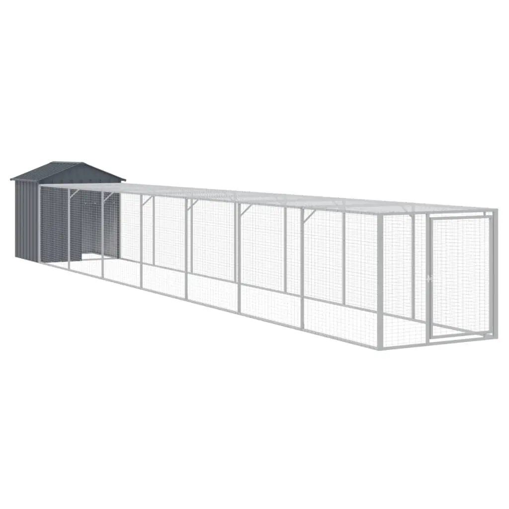 Stylishken Cage Run Anthracite 46.1x320.1x48.4 Inches Galvanized Steel Chicken Coop