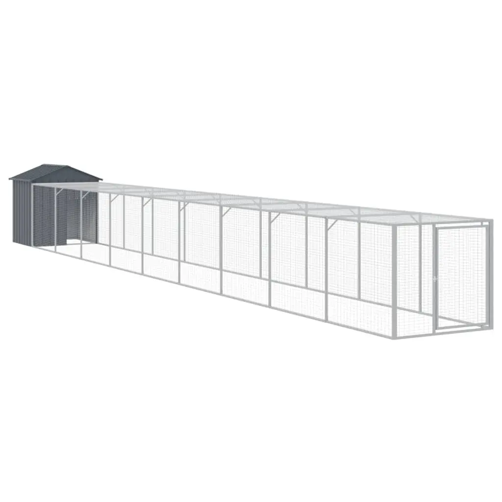 Stylishken Cage Run Anthracite 46.1x400.4x48.4 Inches Galvanized Steel Chicken Coop