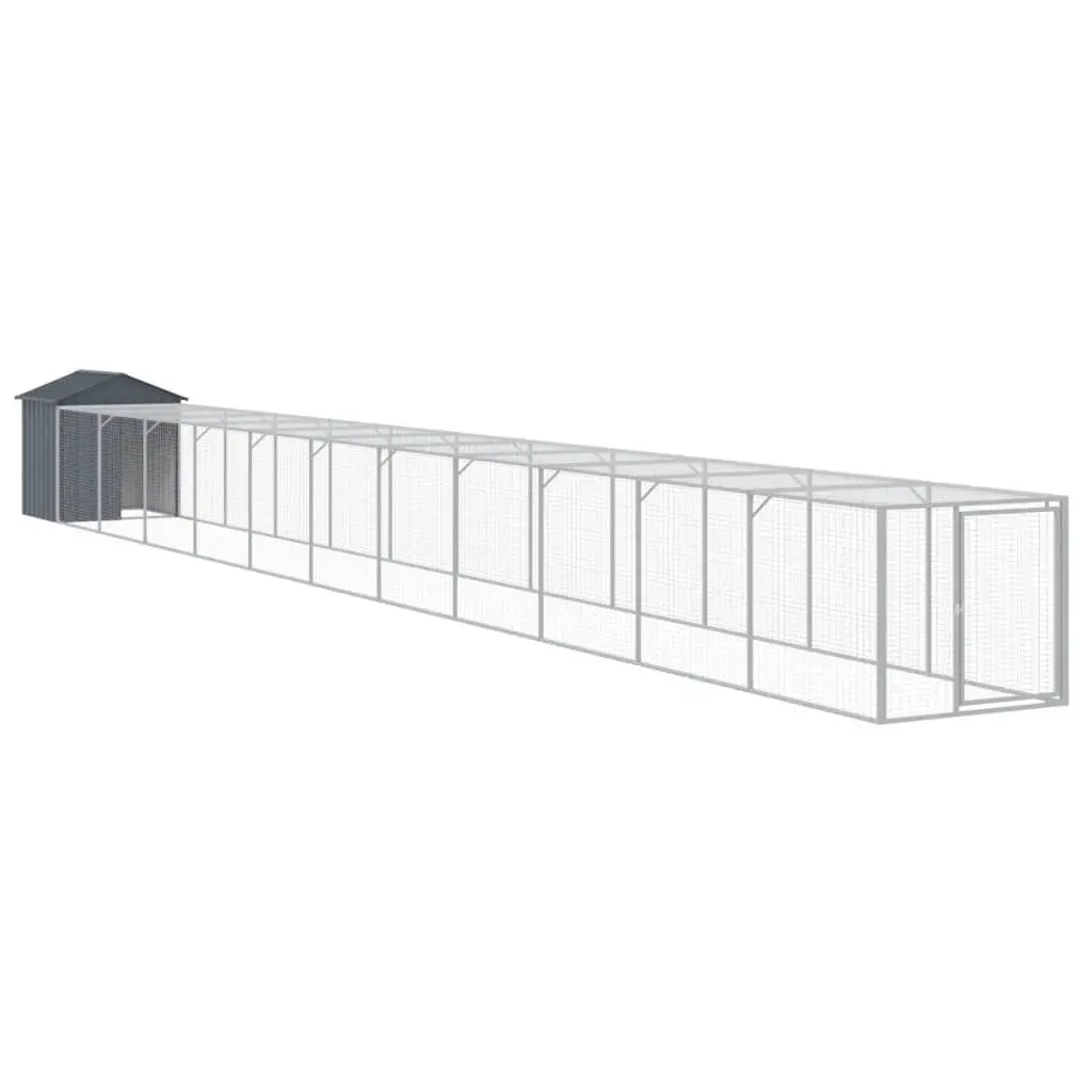 Stylishken Cage Run Anthracite 46.1x480.7x48.4 Inches Galvanized Steel Chicken Coop