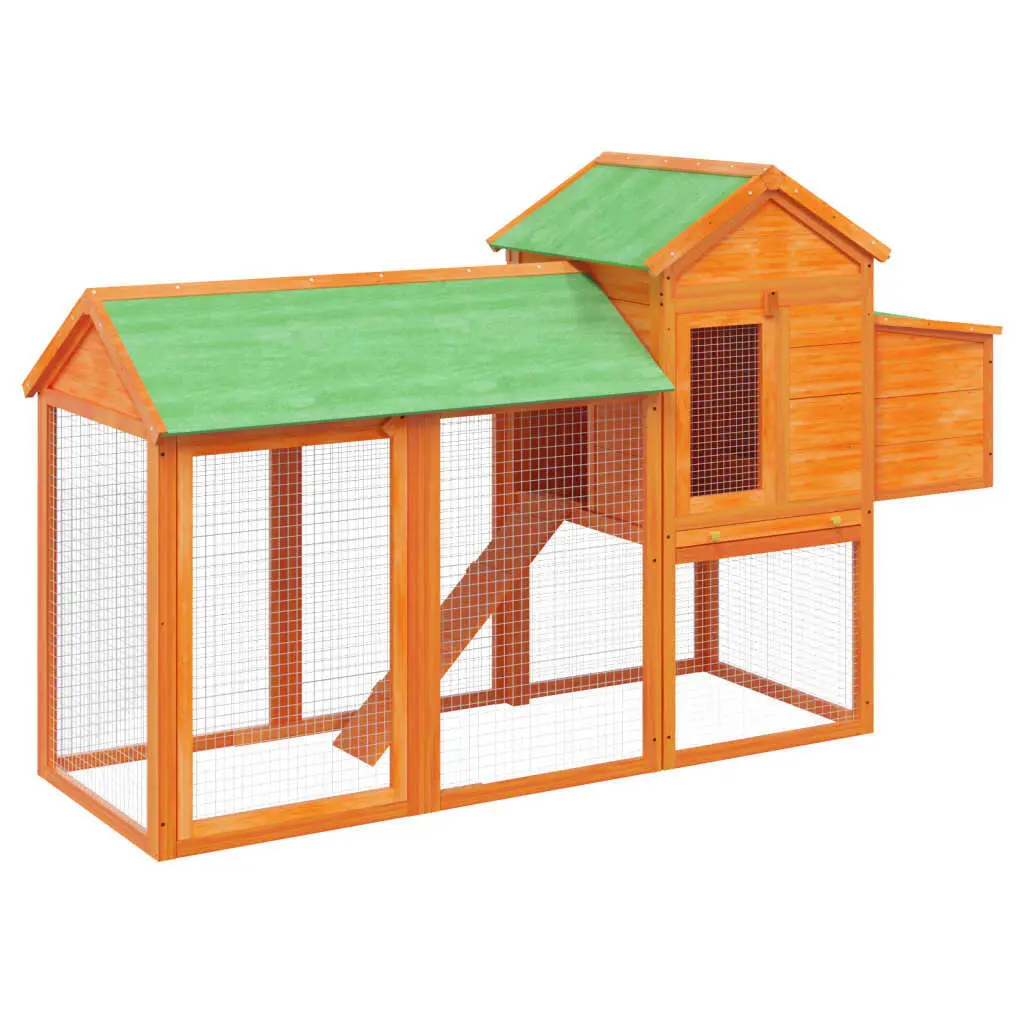 Stylishken Coop Brown 76x25.6x46.1 Inches Solid Wood Pine Chicken Coop