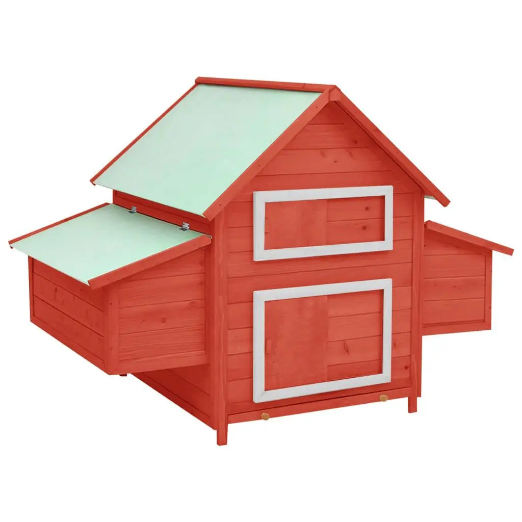 Stylishken Coop Red and White 59.1x37.7x43.3 Inches Solid Firwood Chicken Coop