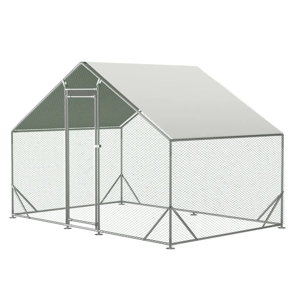 Large Metallic Stylishken Coop Walk- Run and Galvanized Wire w2505