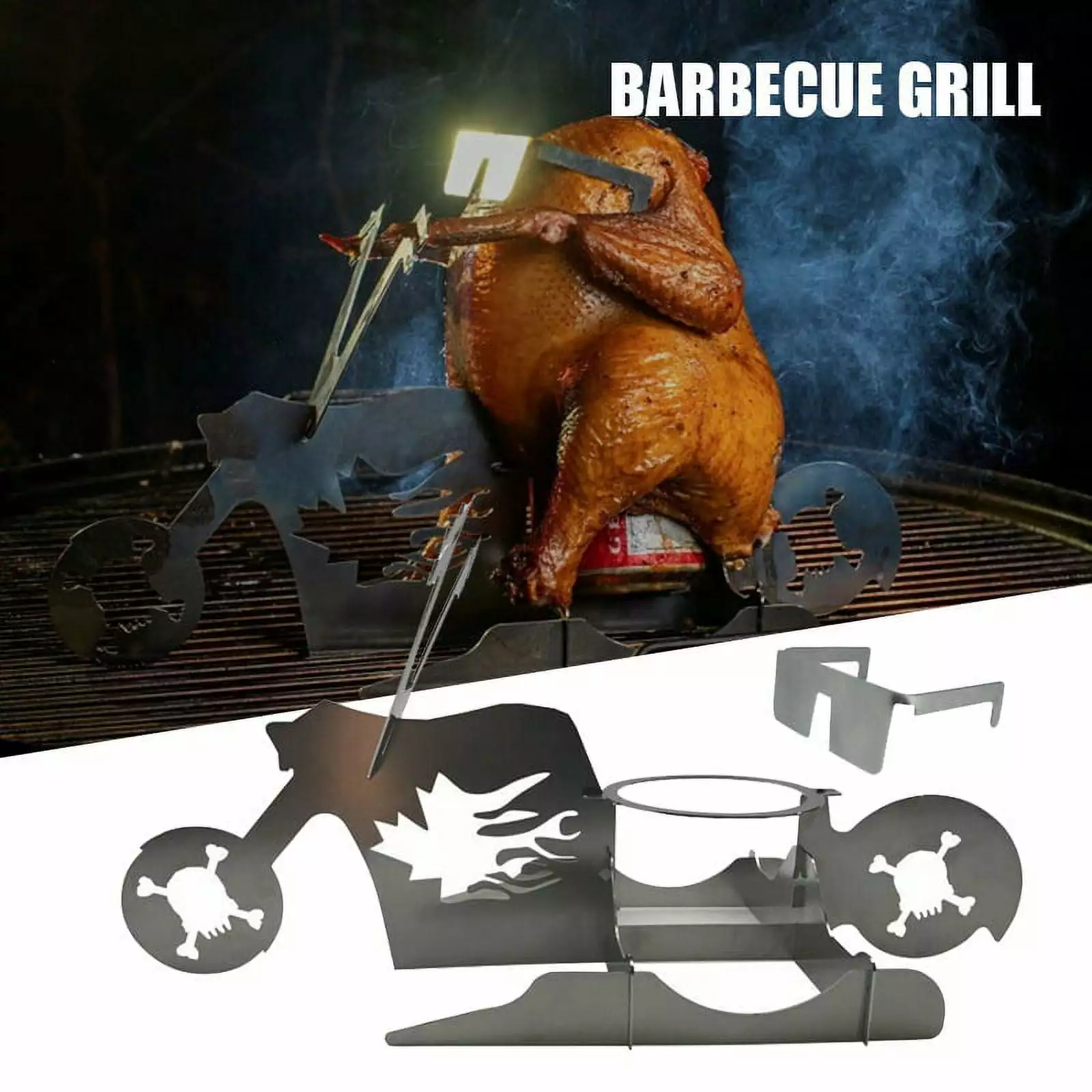 Travel-friendly Chicken Stand Peer American Motorcycle BBQ Stand Biker Chick Can Chicken Rack
