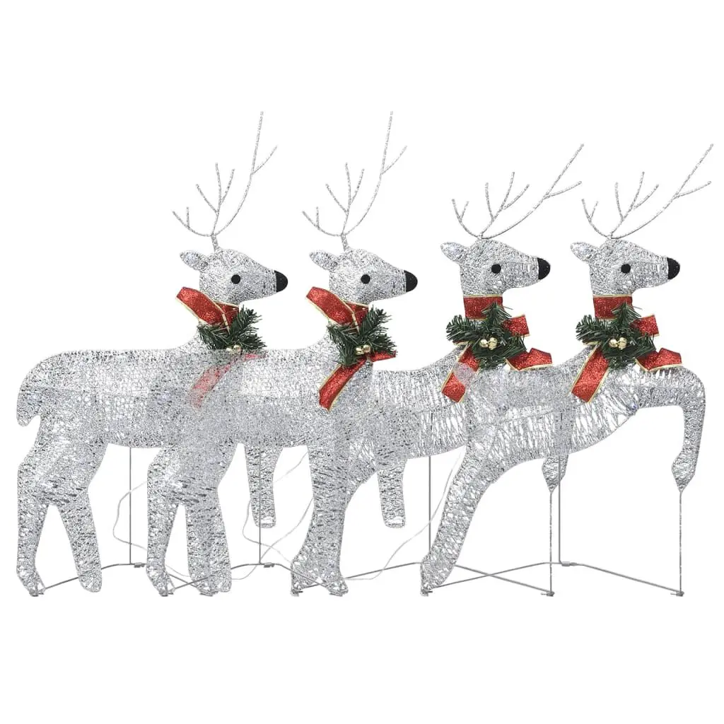 Christmas Reindeers 4 pcs Silver 80 LEDs Holiday Decorations