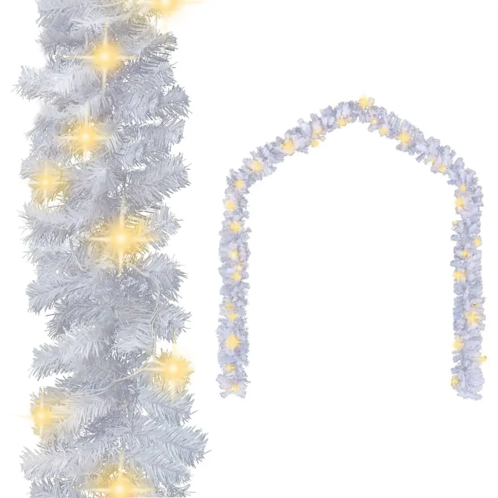 Christmas Garland LED Lights White 16 ft PVC Holiday Decorations