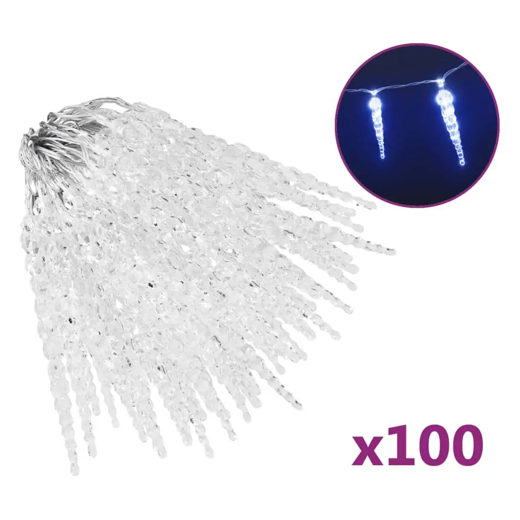 Christmas Icicle Lights 100 pcs Blue Acrylic Holiday Decorations