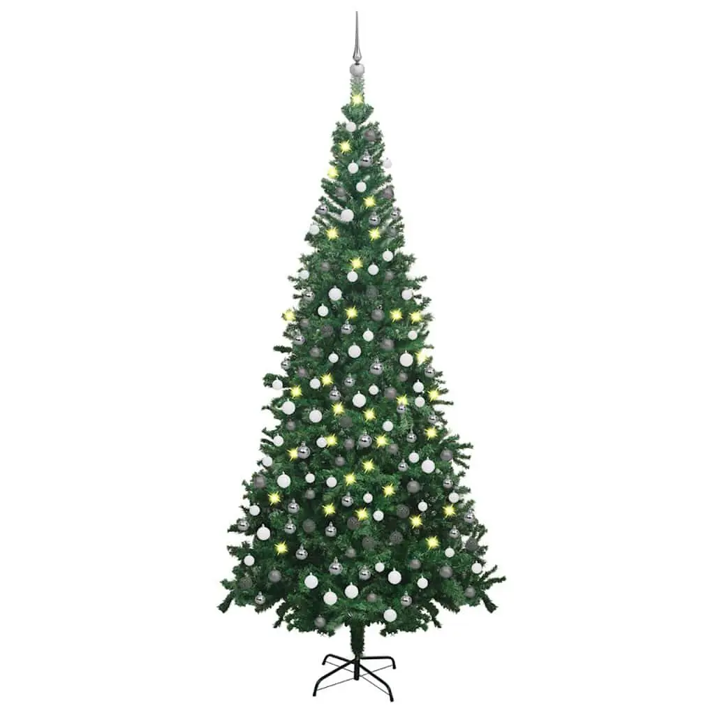 Artificial Pre-lit Christmas Tree Ball Set 94.5 Inches Green Holiday Decor