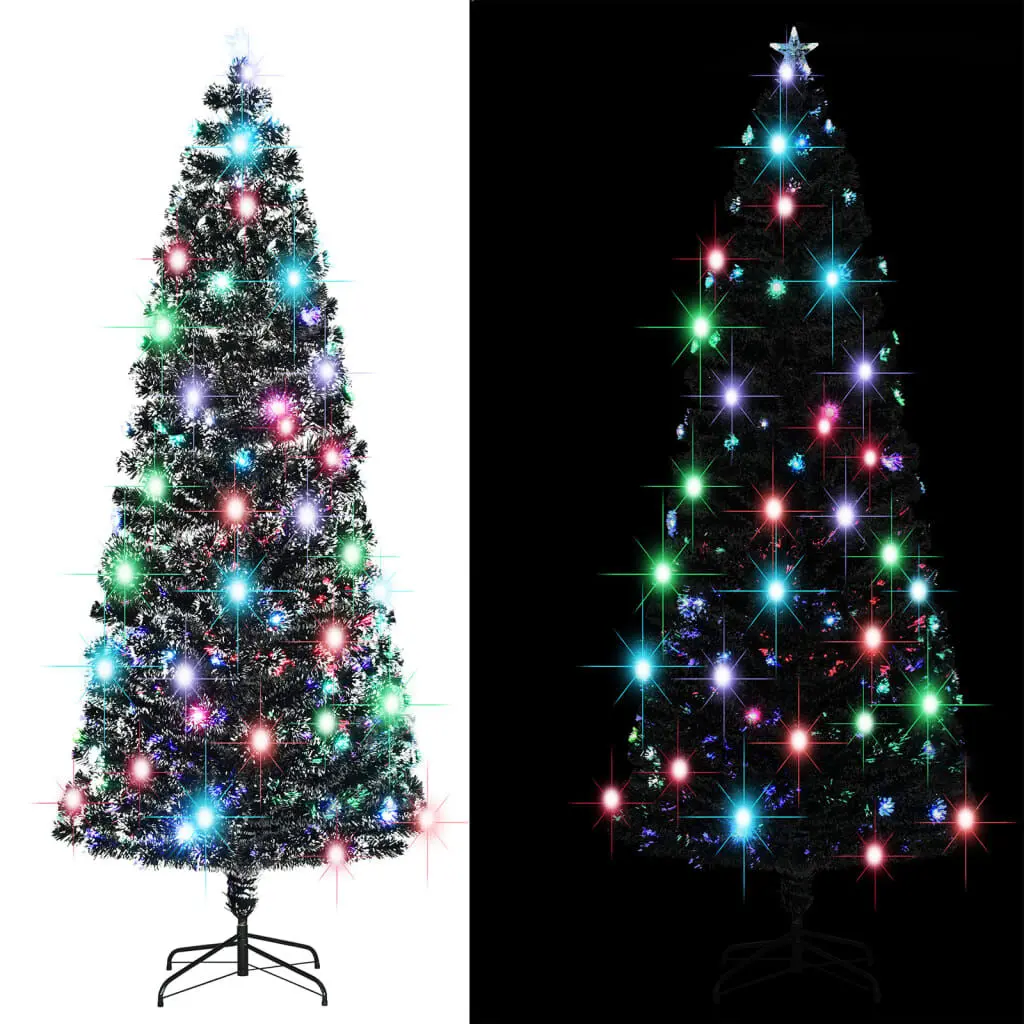Pre-lit Christmas Tree Green and White 8 ft Fiber Optic Holiday Decor