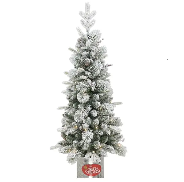 Santas Forest 29740 Prelit Flocked Pine Christmas Tree 4 Feet Santa's Forest