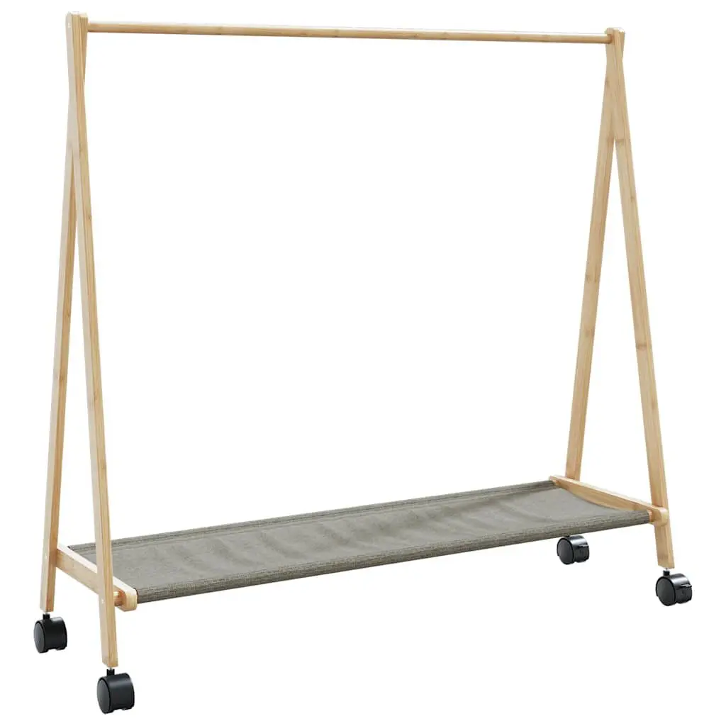 Clothes Rack Shelves and Wheels 41.7x13.4x41.9 Inches Bamboo