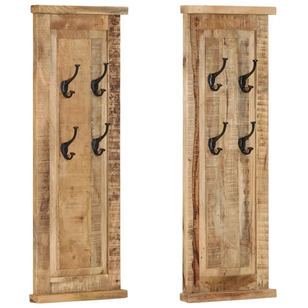 Coat Racks 2 pcs Solid Wood Mango 15x39.4 Entryway Organizer