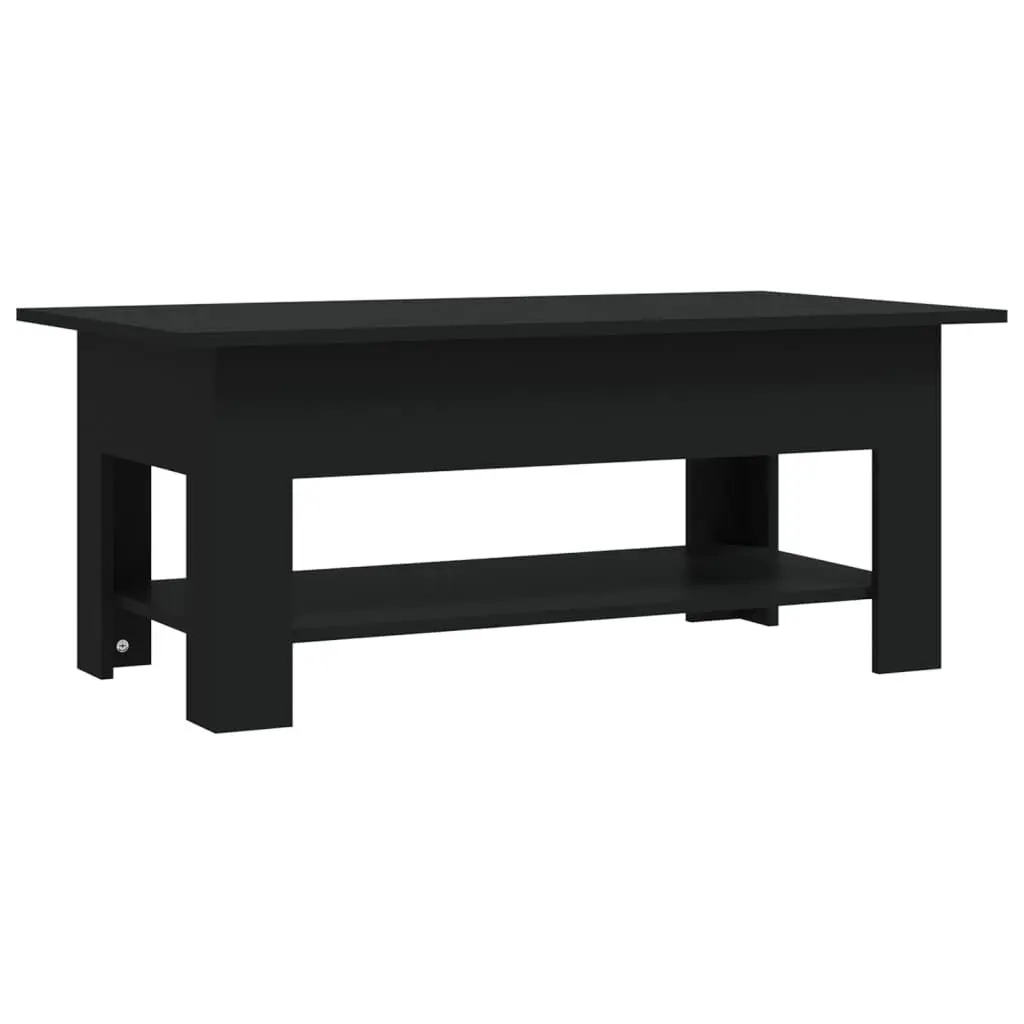 Coffee Table Black 40.2x21.7x16.5 Inches Engineered Wood Living Room Furniture