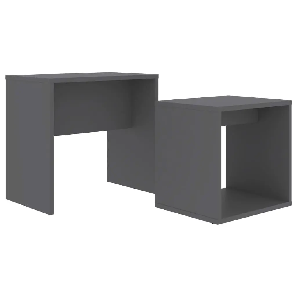 Coffee Table Set Gray 18.9x11.8x17.7 Inches Engineered Wood Modern Living Room Furniture