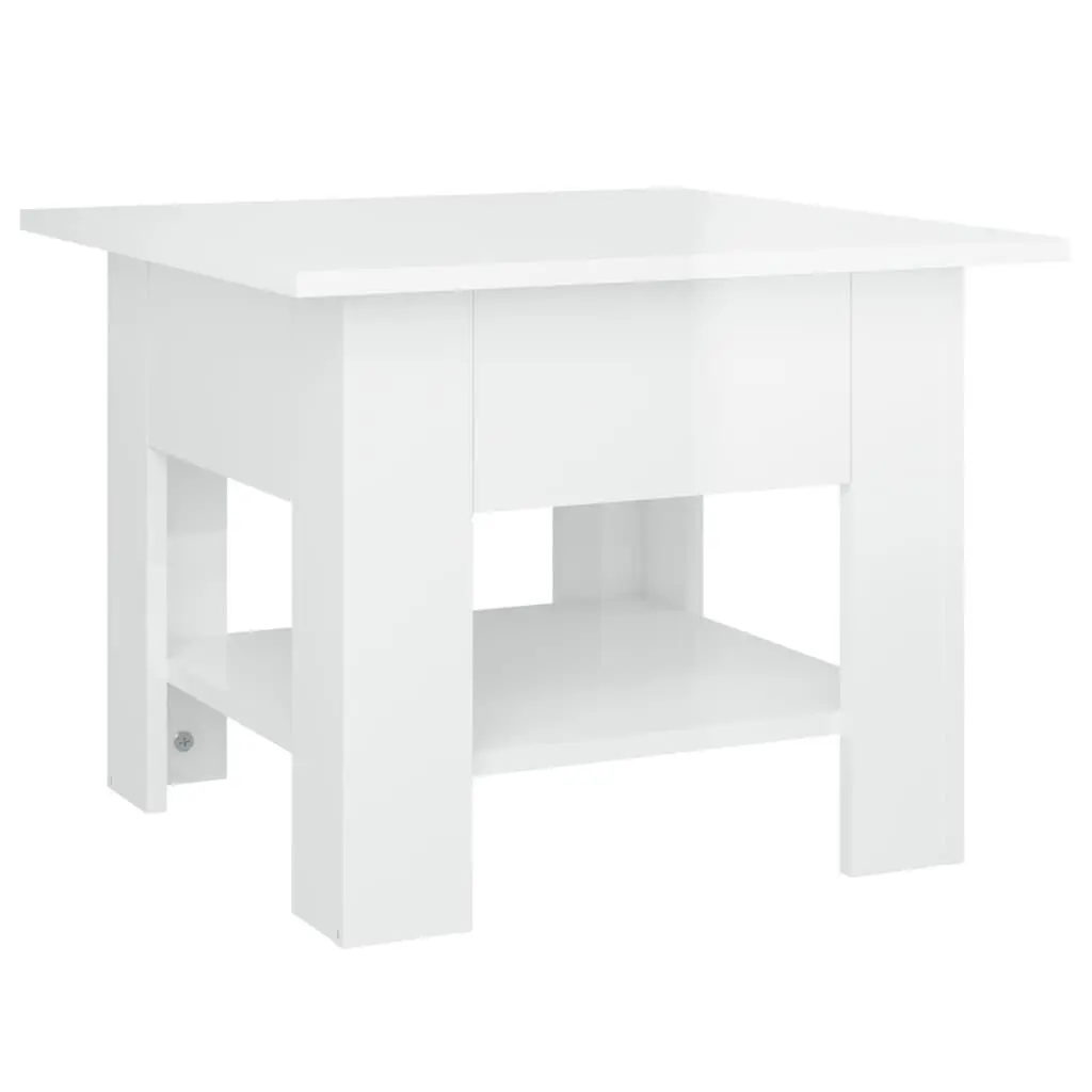 21.7 Inch High Gloss White Coffee Table Modern Engineered Wood Furniture