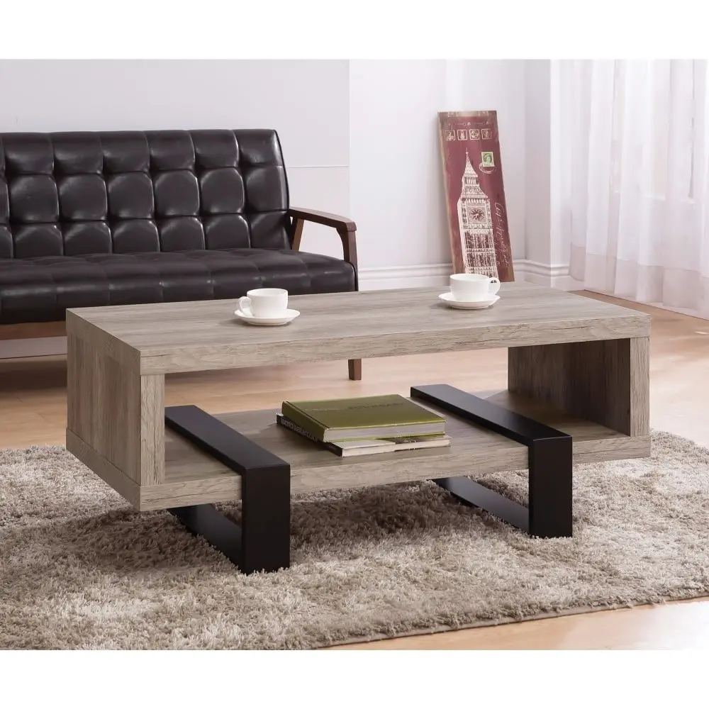 Dinard Coffee Table Shelf Grey Driftwood Finish Living Room Coaster Company