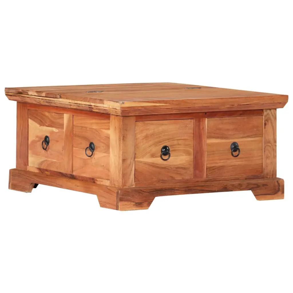 Coffee Table 26x27.6x13.8 Inches Solid Acacia Wood Living Room Furniture